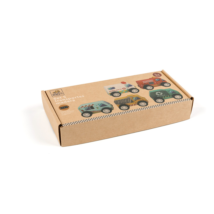 Caja de papel de juguete corrugado de 5 coches