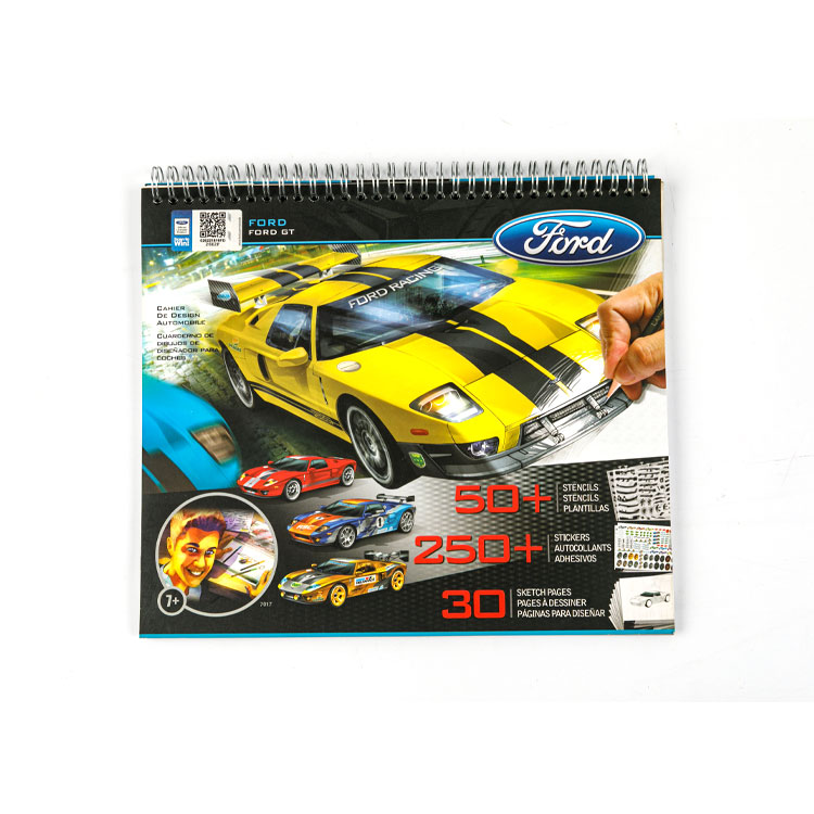 Sketch Book-Top Espiral Libro Amarillo Racing Car